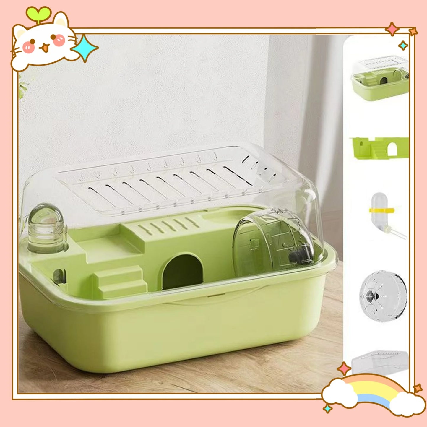 Hamster Habitat Openable Top Portable Hamster Cage for Rats Hedgehog Gerbils Large Hamster Cage Habitat Acrylic Cage Portable
