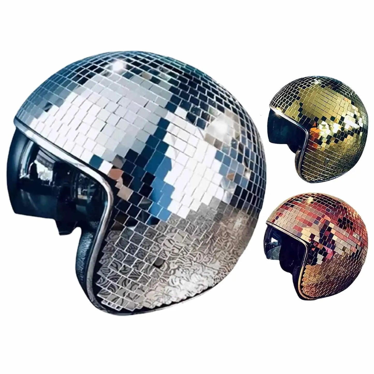 Classic Disco Ball Helmet Reflective Glitter Hat for Costume Parties and Events