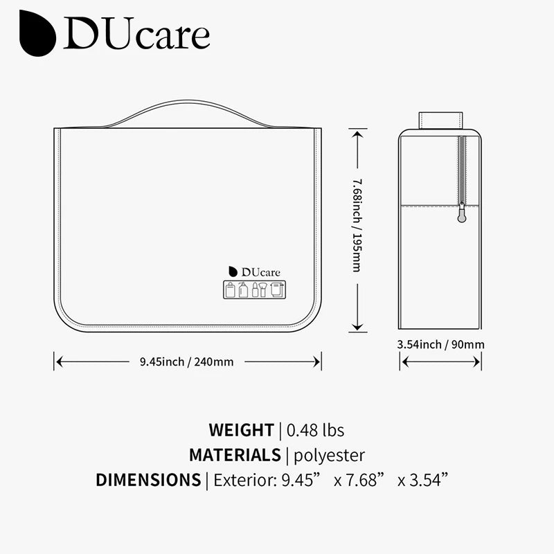 DUcare Foldable Makeup Bag Travel Hanging Organizer Case for Dry Wet Separation of Cosmetics and Toiletries