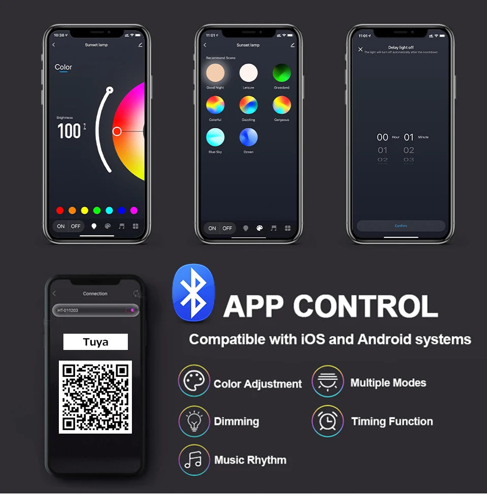 Smart Sunset Lamp Tuya LED Night Light USB RGB Projector with Remote App Control for Room Decoration and Photography