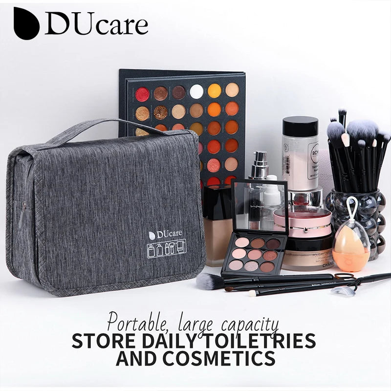 DUcare Foldable Makeup Bag Travel Hanging Organizer Case for Dry Wet Separation of Cosmetics and Toiletries