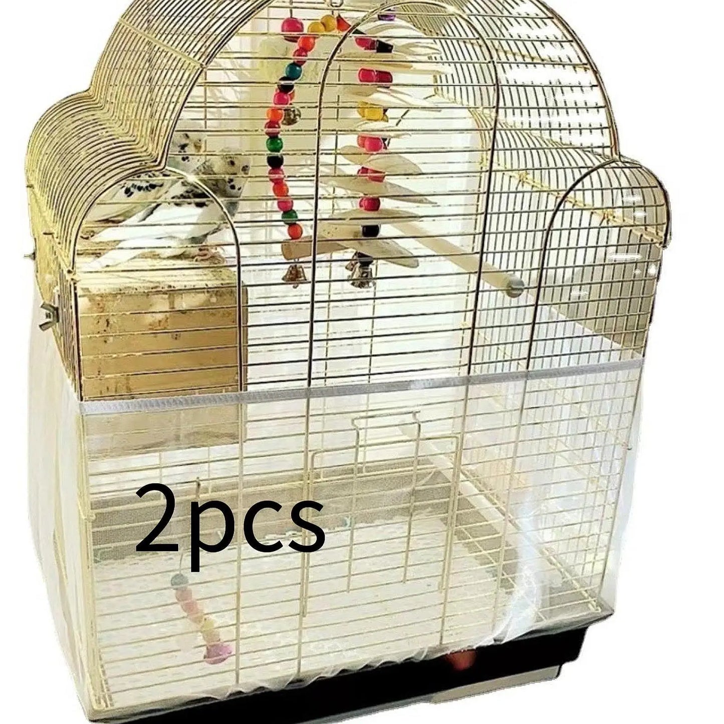 2Pcs Universal Bird Cage Mesh Covers Indoor Elastic Dustproof Birdcage Protector for Parrot Budgies Cockatoo Cage Accessories