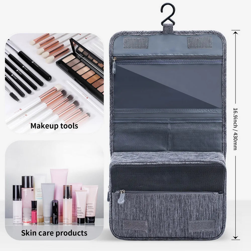 DUcare Foldable Makeup Bag Travel Hanging Organizer Case for Dry Wet Separation of Cosmetics and Toiletries