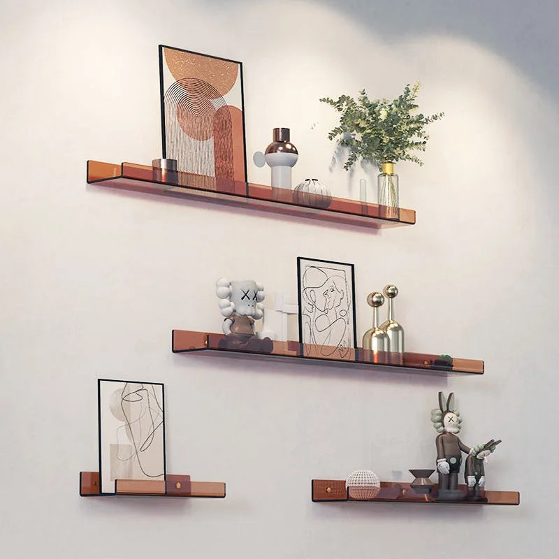 Colour Invisible Acrylic Floating Shelves Wall Mounted Bookshelf Storage Rack for Room and Bathroom