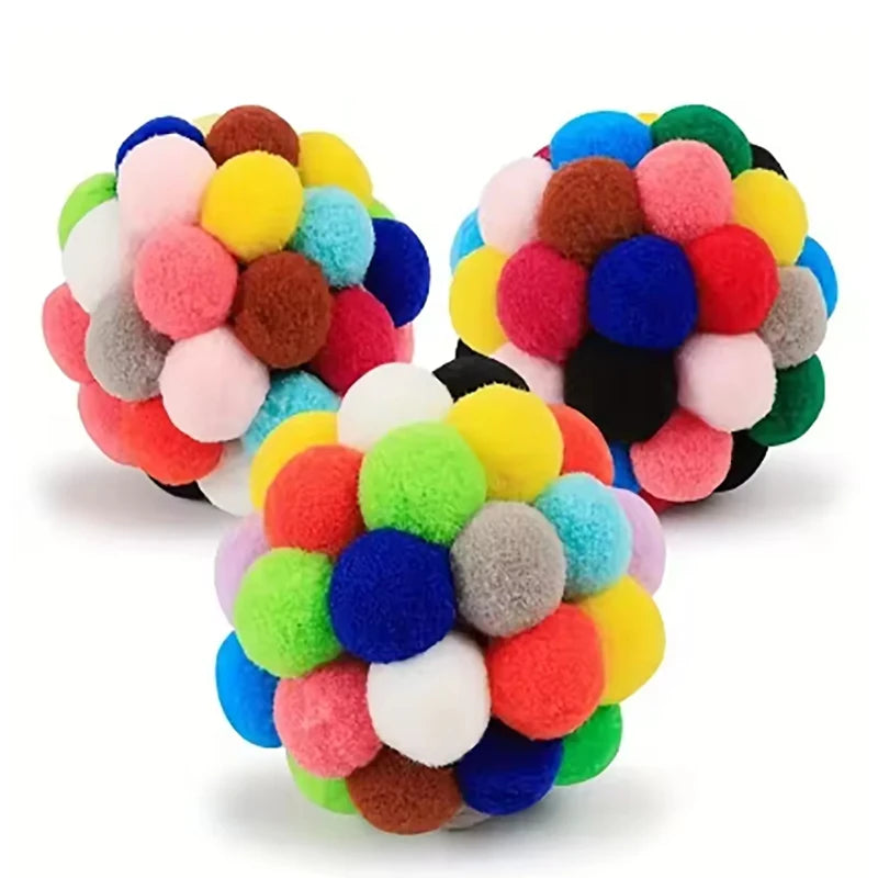 1/3 PCS Cat Toys Colorful Plush Ball Toys Comes with Bells Pet Interactive Toys Suitable for Kittens to Play with