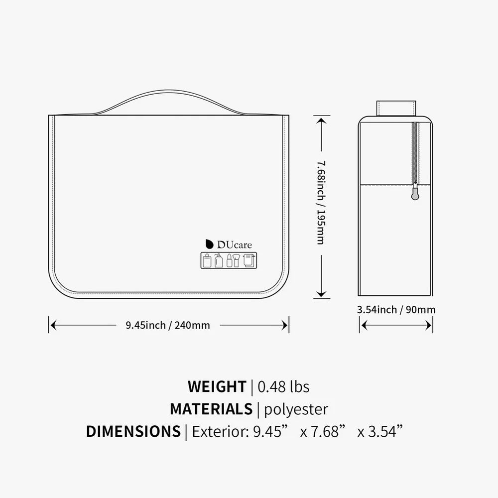 DUcare Foldable Makeup Bag Travel Hanging Organizer Case for Dry Wet Separation of Cosmetics and Toiletries