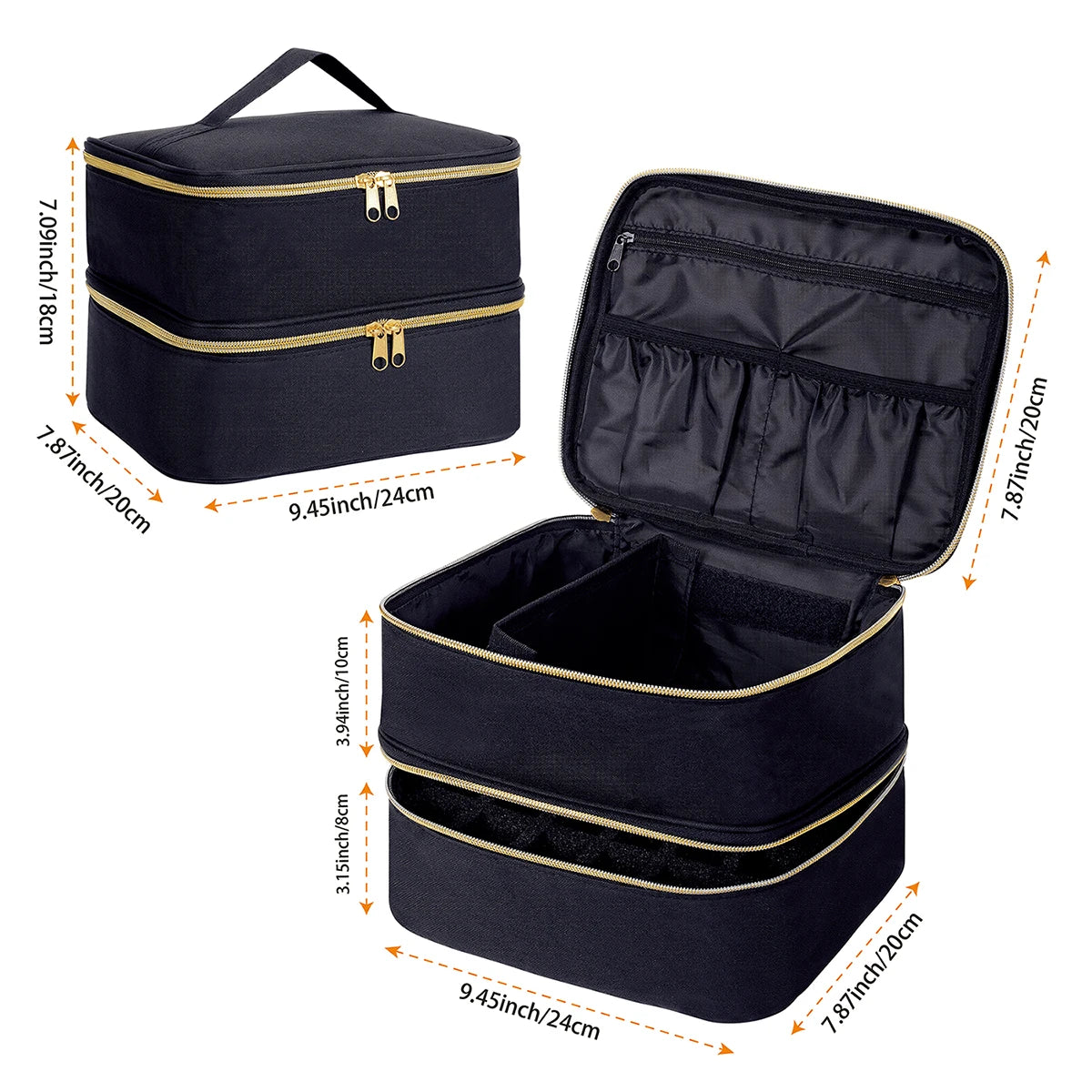 Handheld Double Layer Nail Polish Organizer Tote Bag for Women and Girls - Versatile Cosmetic Case for Nail Art and Essential Oils