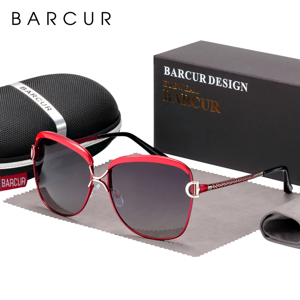 BARCUR Polarized Ladies Sunglasses Gradient Lens Round Design