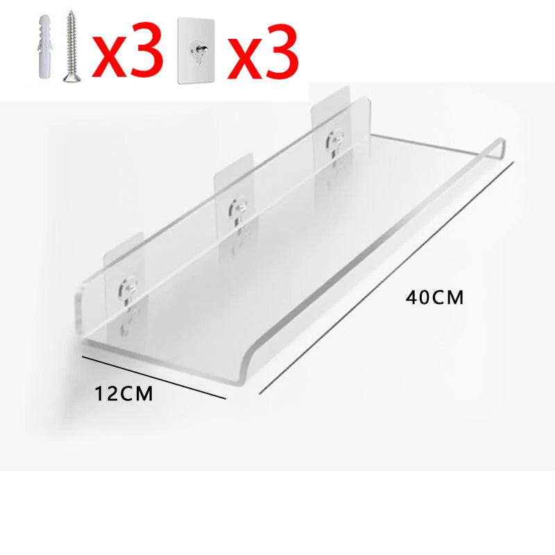 Colorful Acrylic Floating Shelf Invisible Storage Rack for Bathroom Kitchen Living Room