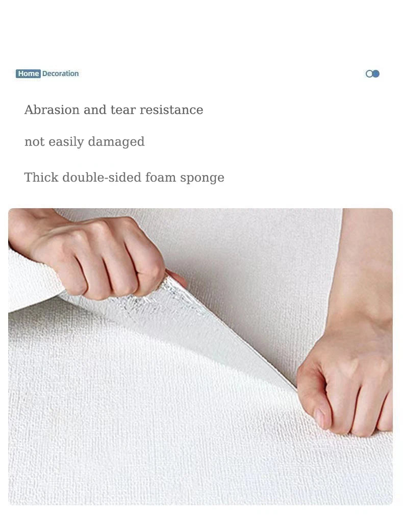 Papel tapiz de pared autoadhesivo de espuma 3D de lino de 50 cm x 10 m, PVC, color sólido, grueso, impermeable, para renovación de paredes