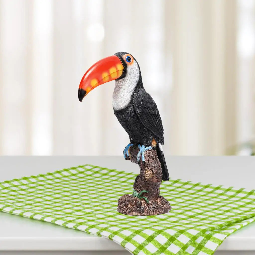 Toucan Figurine 12 Inch Tall Indoor Desktop Decoration Realistic Animal Figure for Home Office Teaching Tool