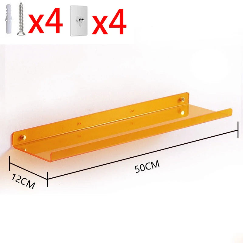 Colorful Acrylic Floating Shelf Invisible Storage Rack for Bathroom Kitchen Living Room