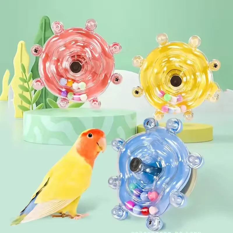 Parrot Flying Saucer Rotating Colorful Pearl Ball Rice Wheel Pet Toy Relieve Stress Bird Fun Boredom Chewing Bird Toy Supplies