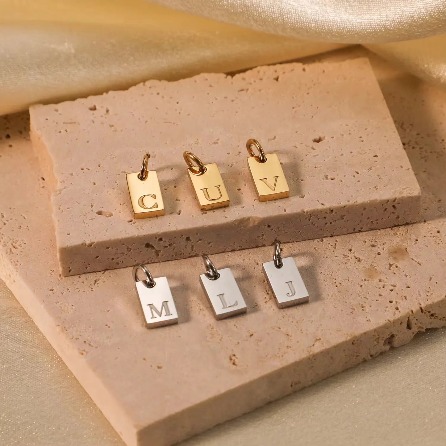 SUNIBI Alphabet Charm Pendant for Necklaces Stainless Steel Jewelry