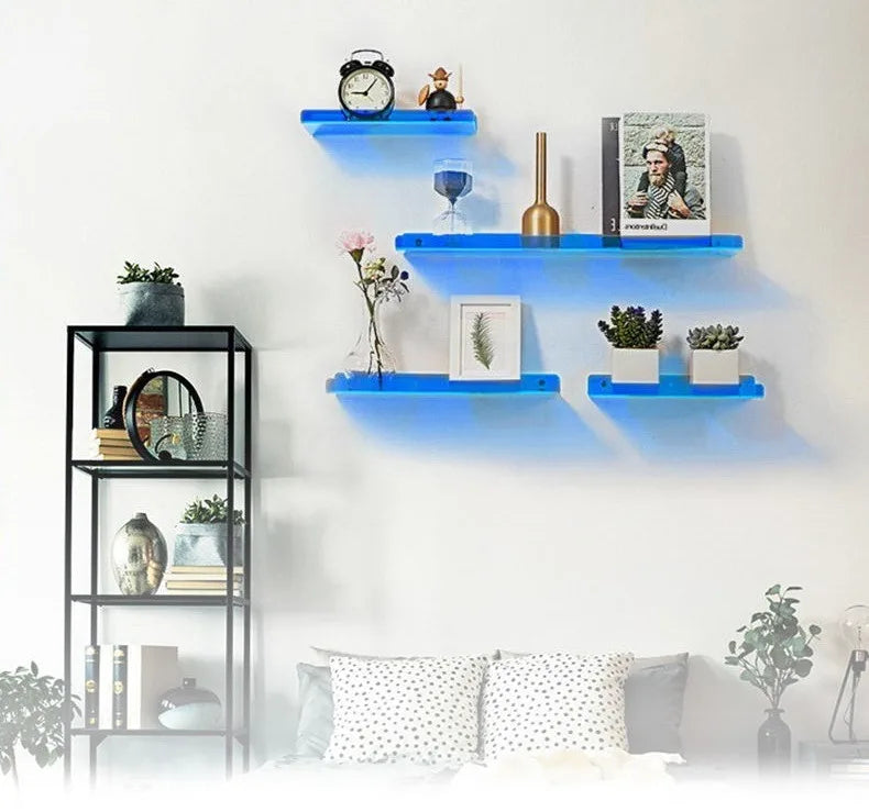 Colorful Acrylic Floating Shelf Invisible Storage Rack for Bathroom Kitchen Living Room