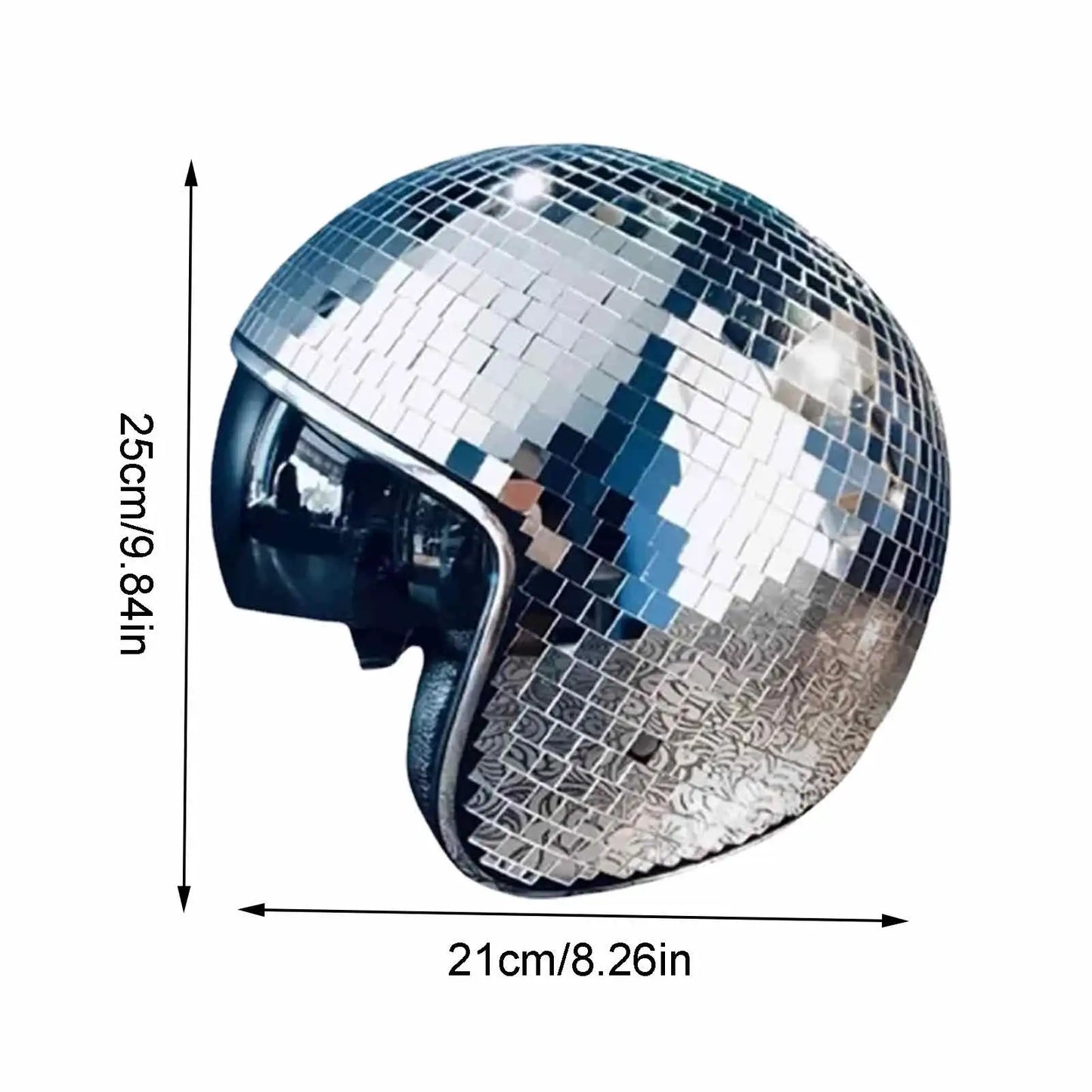 Classic Disco Ball Helmet Reflective Glitter Hat for Costume Parties and Events