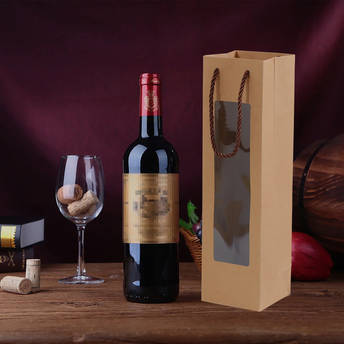 Multi-Color Red Wine Gift Bags Set of 8 Thick Cardboard Durable Packaging for Parties and Family Dinners