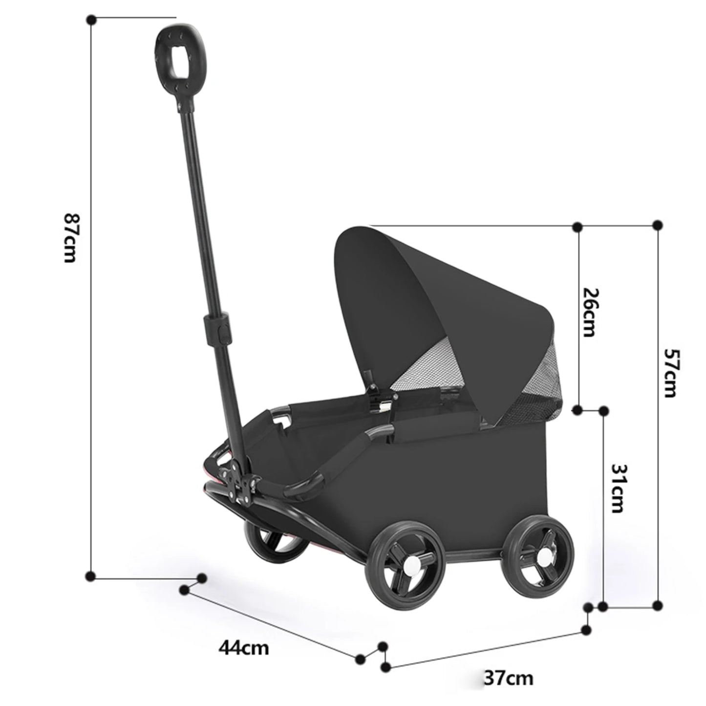 Pet Stroller Portable Dog Pram 4 Wheels Pet Travel Carrier Stroller with Sun Cover Breathable for Small Medium Pet Cats Dogs