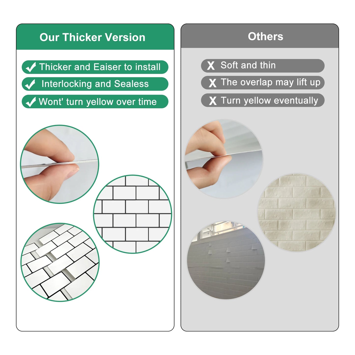 Subway Wall Stickers Peel and Stick 3D Brick Vinyl Wallpaper 10 Sheets