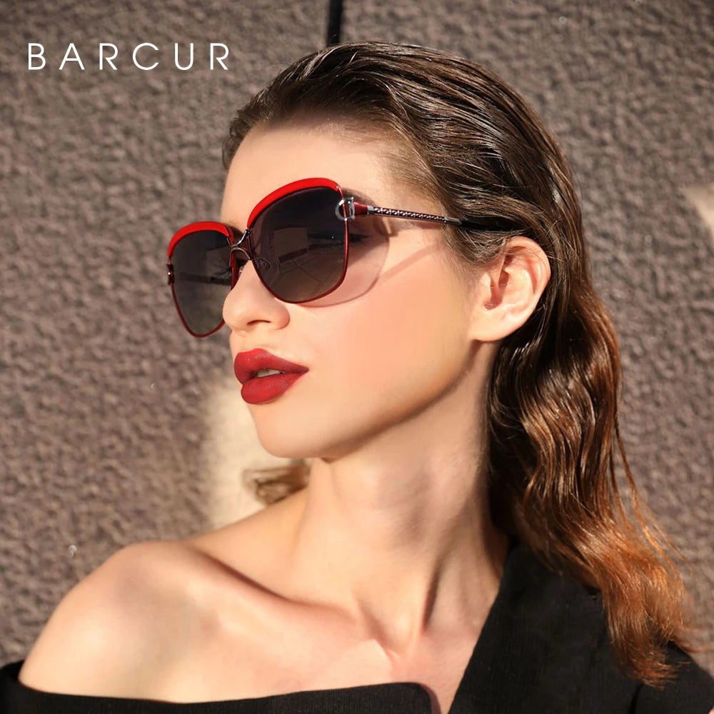 BARCUR Polarized Ladies Sunglasses Gradient Lens Round Design