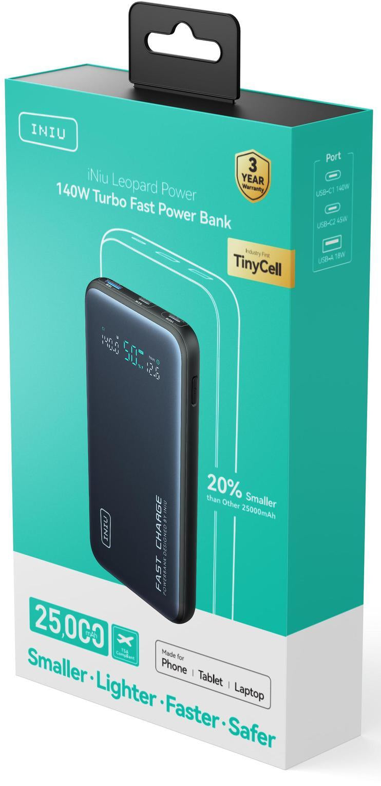 INIU P64-P1 Leopard Power 140 USB-C Power Bank with LED Display 25,000mAh