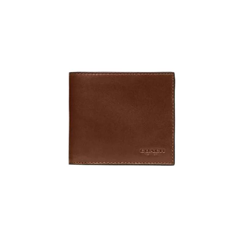 Coach Boxed Water Buffalo Double Billfold Wallet - Brown