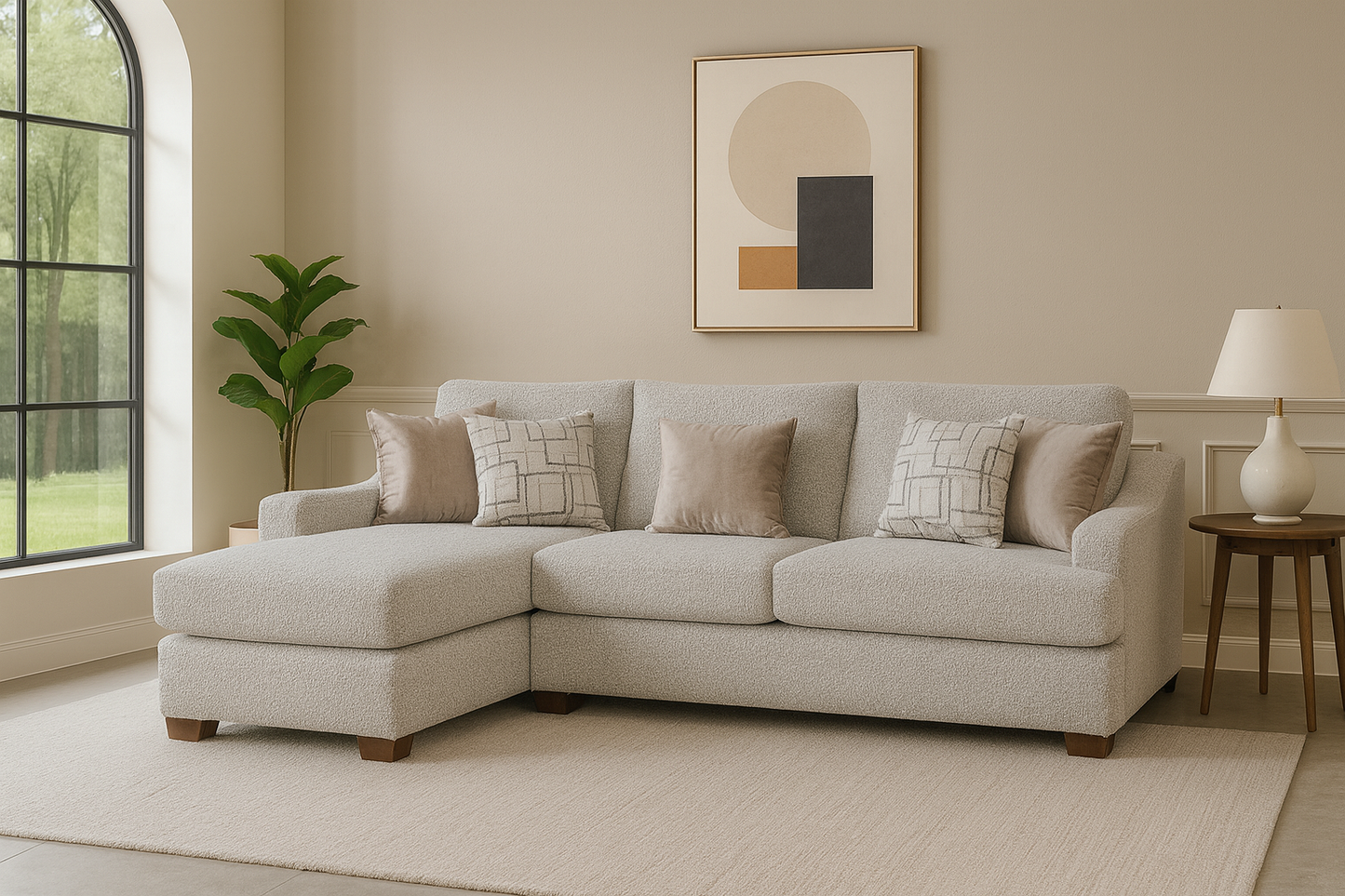 Lauren White Sand U Shape Sectional