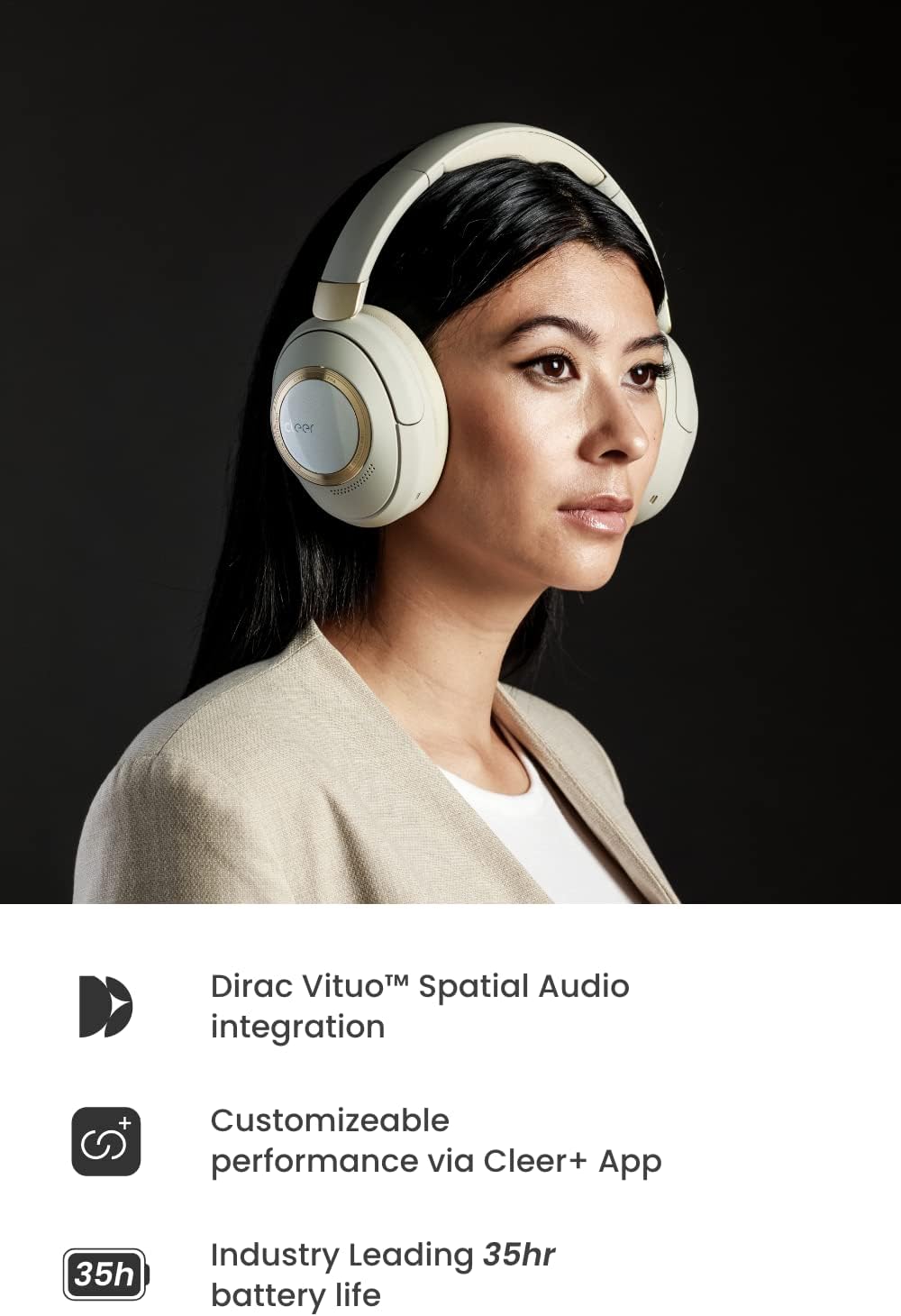 Cleer Audio Alpha Adaptive Active Noise Canceling Bluetooth Headphones