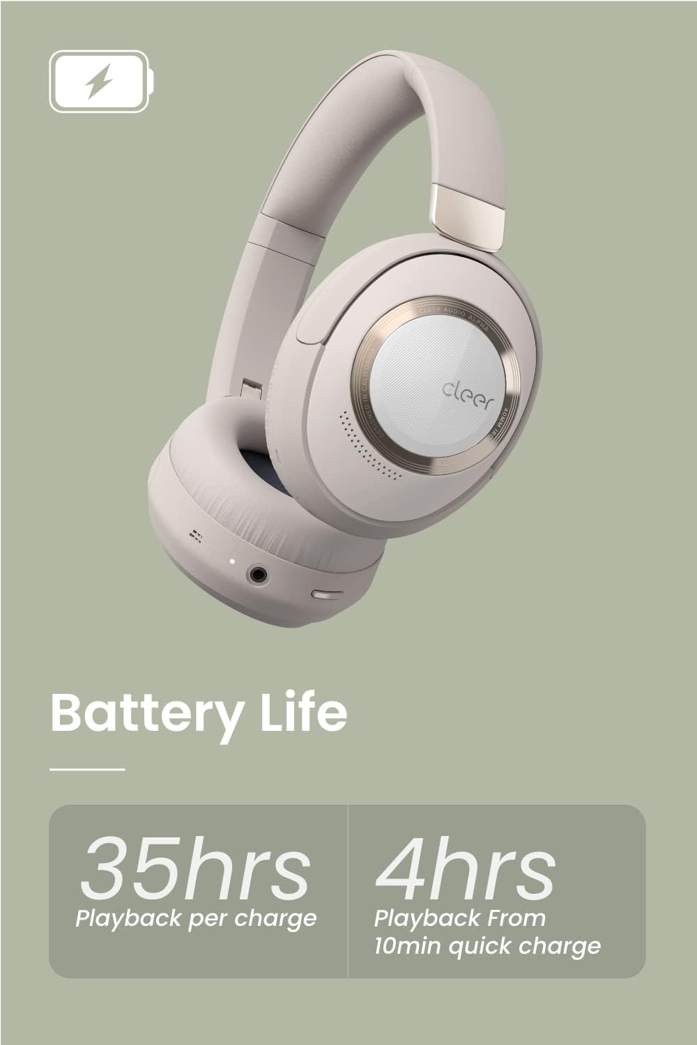 Cleer Audio Alpha Adaptive Active Noise Canceling Bluetooth Headphones