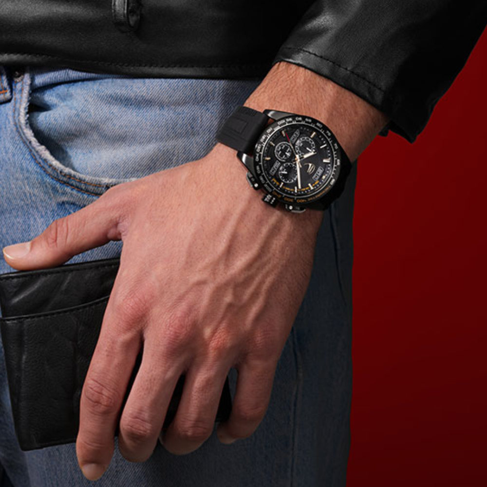 Ducati Men's 44mm Chronograph Strap Watch - Black Dial