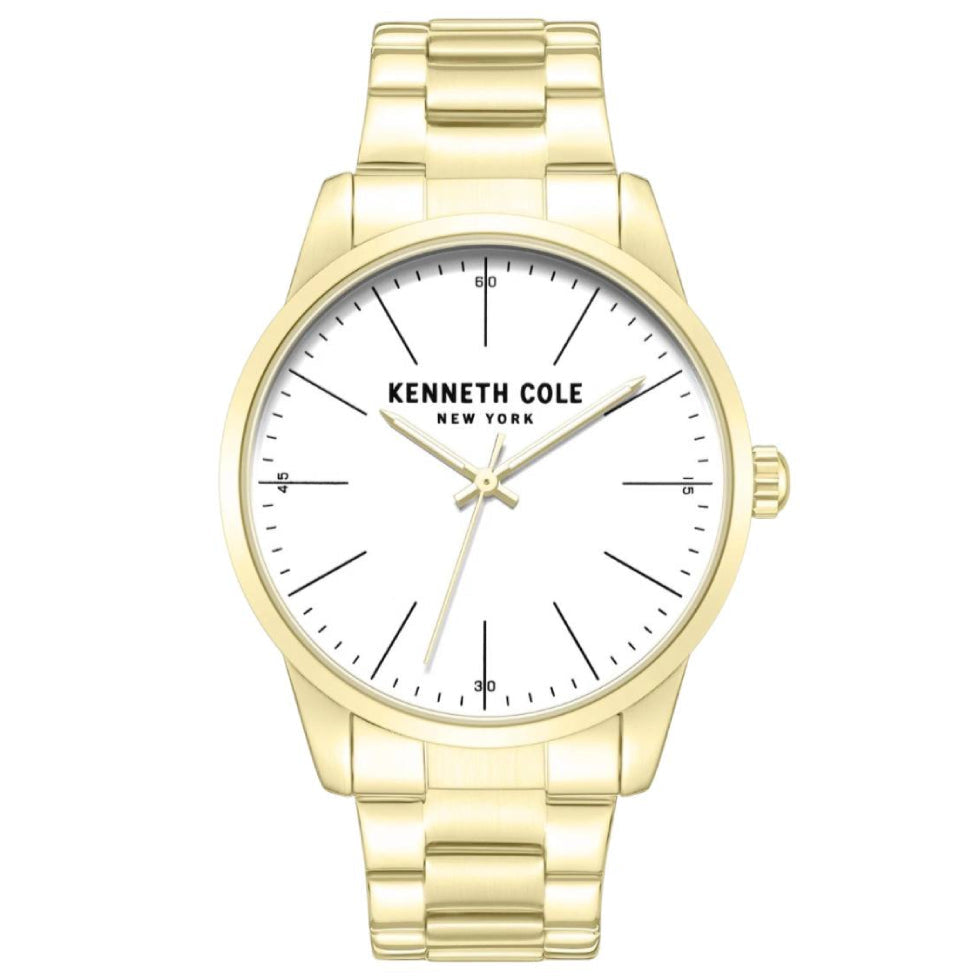 Kenneth Cole New York Men's 44mm Analog Gold Bracelet Watch - White Dial