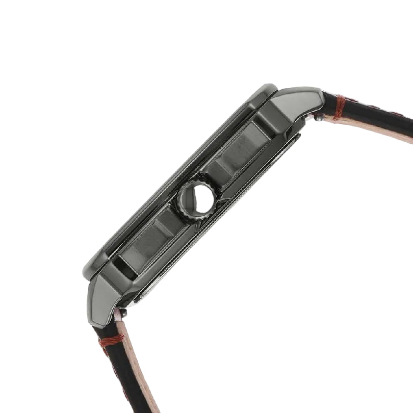 Reloj Fossil Inscription para hombre, correa de cuero con tres manecillas, 42 mm, esfera negra