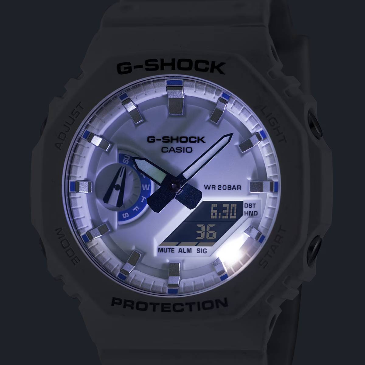 Casio G-Shock 2100 Series Men's 45.4mm Ana Digi Strap Watch - White