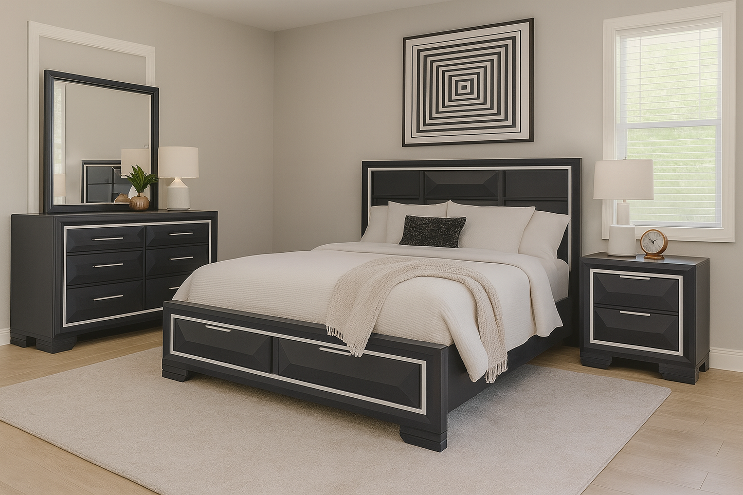 Genoa Charcoal 4pcs Bedroom Set
