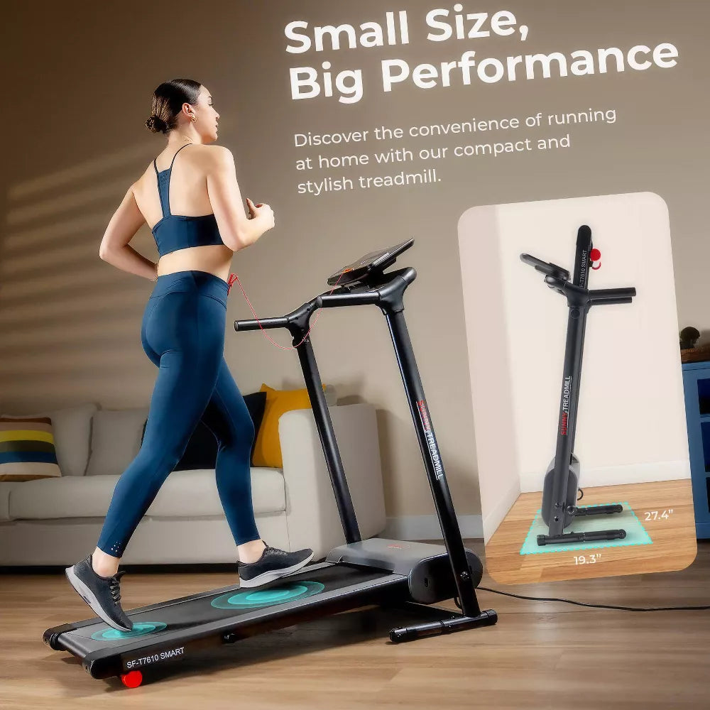 Sunny Health & Fitness SF-T7610SMART Compact Motorized Smart Treadmill