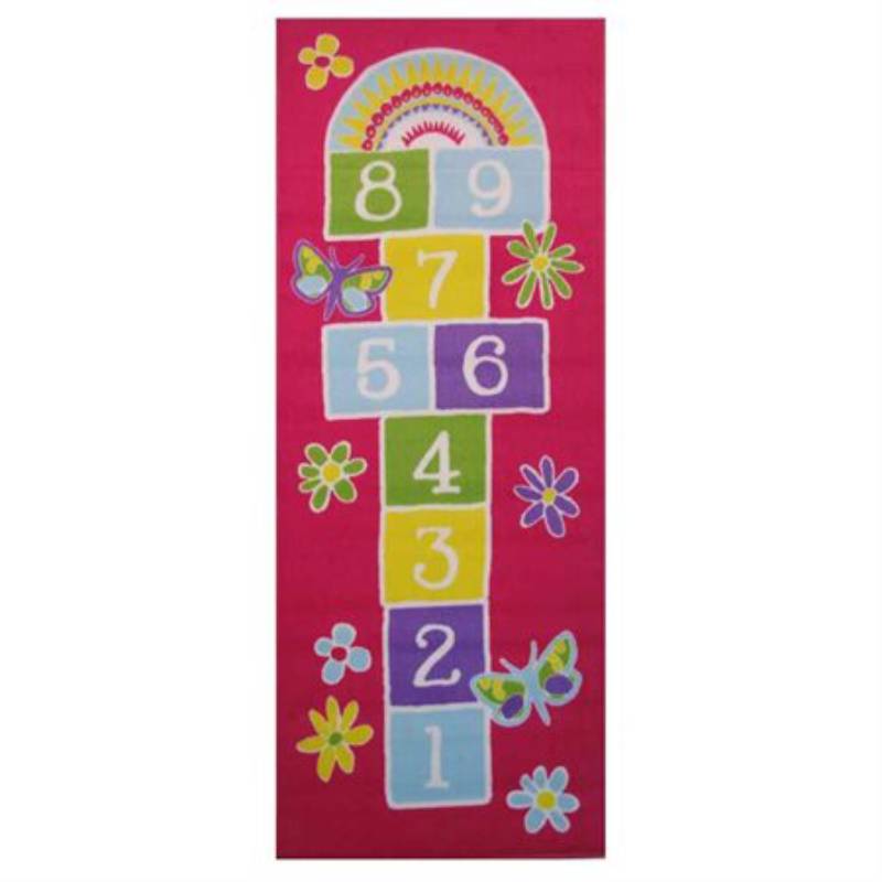 L.A Rugs 2'6" x 6'6" Fun Time Garden Hopscotch Rectangular Area Rug - Red