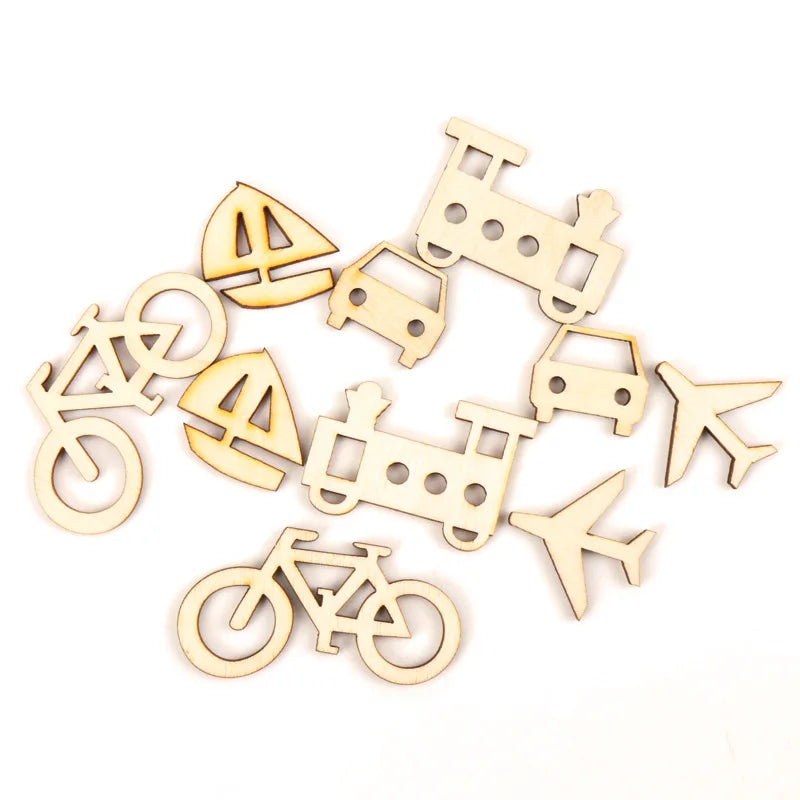 Handmade Wooden Animal Leaves Painting Scrapbooking DIY Accessories