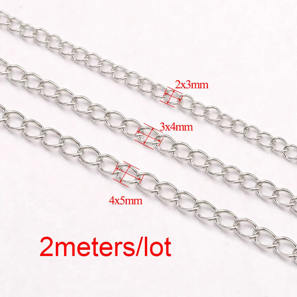 2 Meters Gold Stainless Steel Extension Chain 2/3/4mm for DIY Jewelry