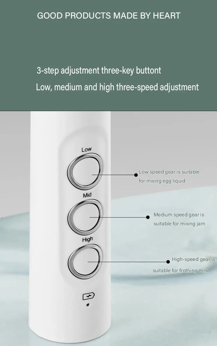 Espumador de leche eléctrico 3 en 1, recargable, de mano, de alta velocidad, para bebidas y café