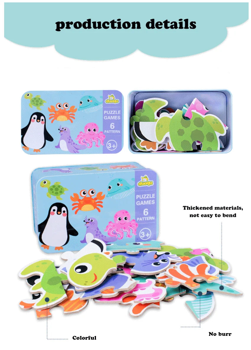 Baby Puzzle Montessori Educational Toys 3D Wooden Puzzles for Kids 2-4 Years