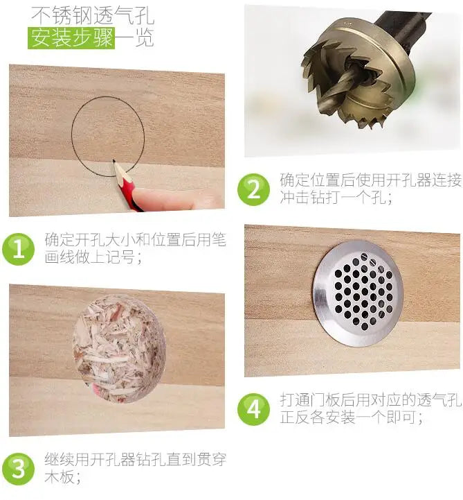 10 piezas de conducto de aire de gabinete redondo, diámetro de ventilación de 19 mm a 53 mm, rejilla de acero, tapón de orificio, cubierta decorativa, sistemas de ventilación de rejilla de armario