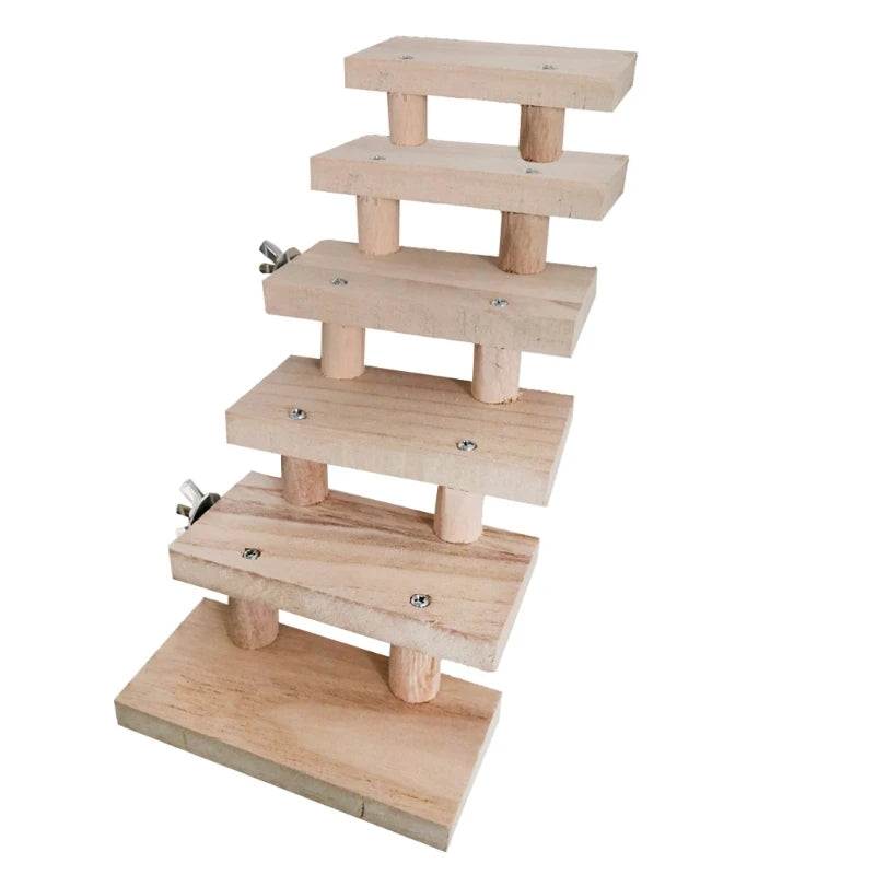 090C Natural Wooden 3/4/5/6/7/8 Layers Hamster Ladder Toys Pet Parrot Climbing Stairs Gifts Cage Accessory