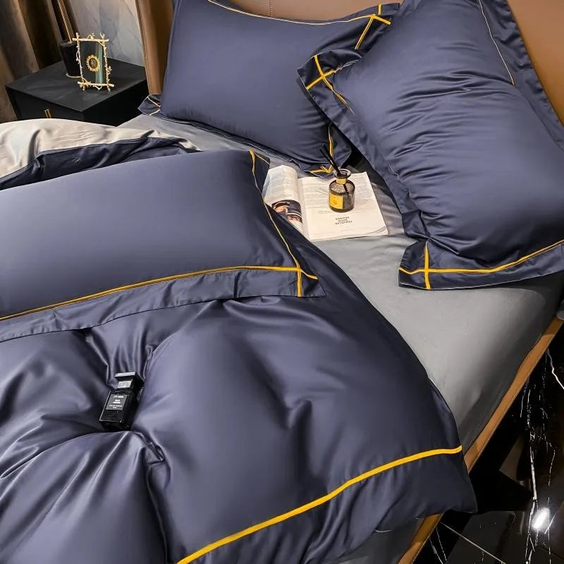 White Gray Egyptian Cotton Hotel Duvet Cover Set 600TC Silky Soft Bedding Set