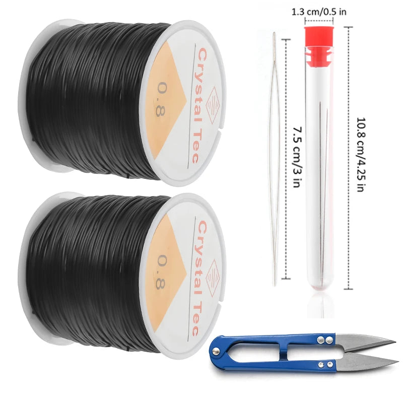 Plastic Crystal DIY Beading Stretch Cords With Needles And Scissors