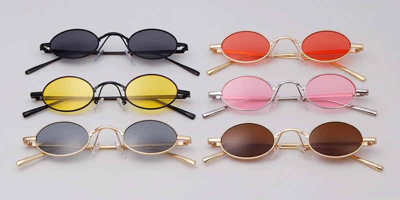 SORVINO Skinny Steampunk Oval Sunglasses 2020 Women Gold Shades