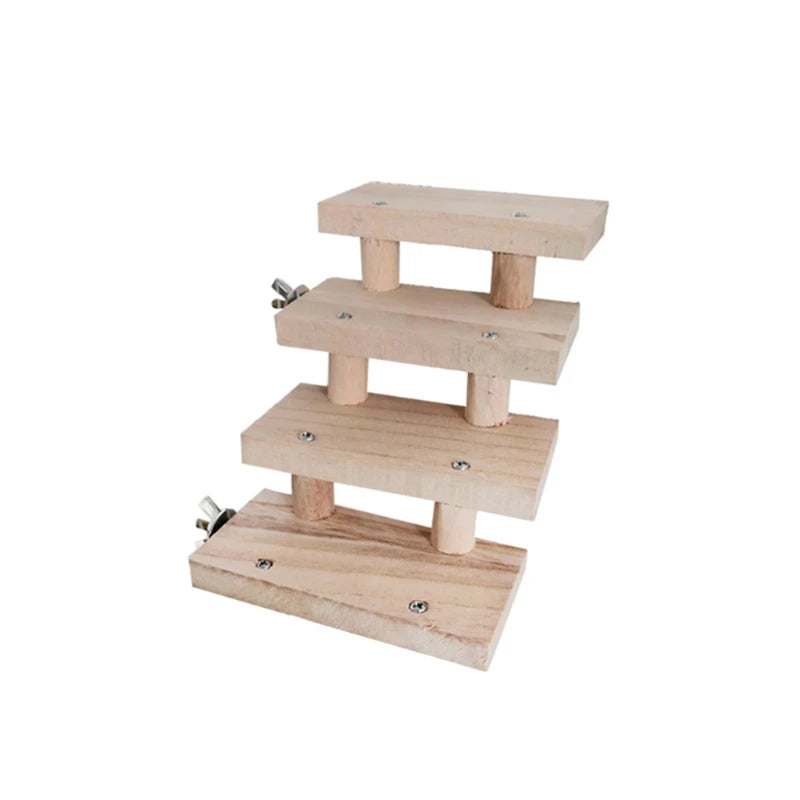 090C Natural Wooden 3/4/5/6/7/8 Layers Hamster Ladder Toys Pet Parrot Climbing Stairs Gifts Cage Accessory