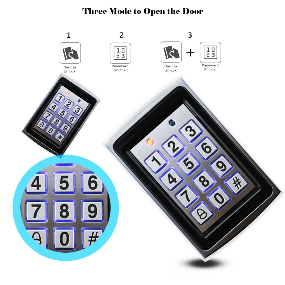 RFID Metal Access Control Keypad with Waterproof Cover for Outdoor Electronic Lock System and EM4100 Keychains