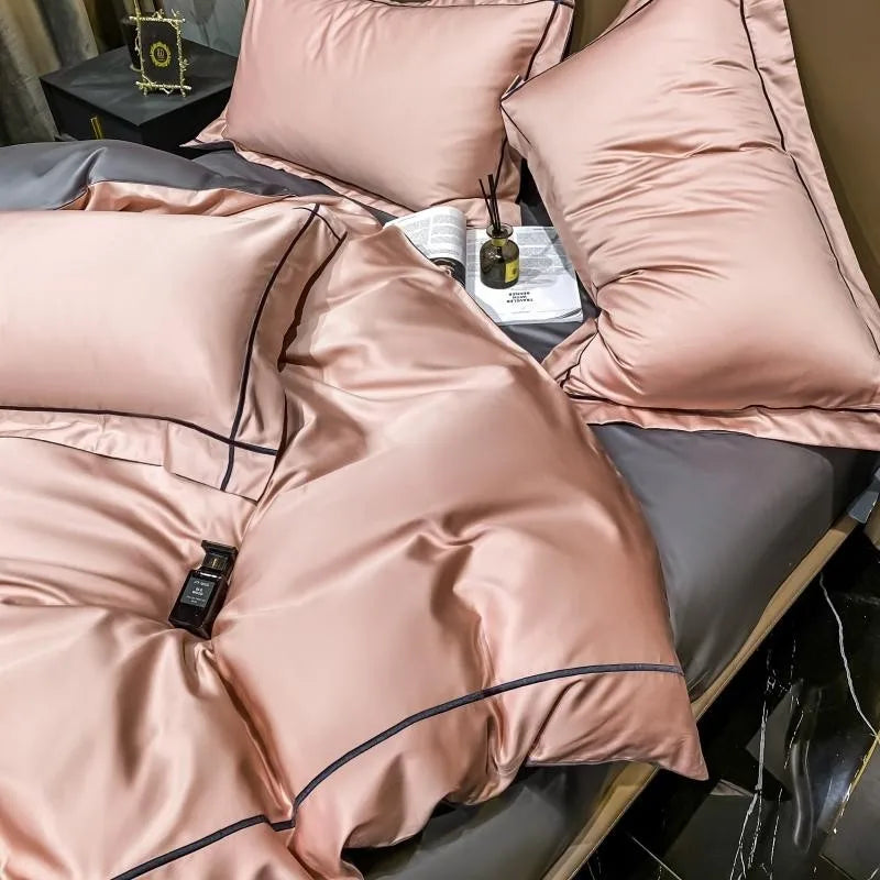 White Gray Egyptian Cotton Hotel Duvet Cover Set 600TC Silky Soft Bedding Set