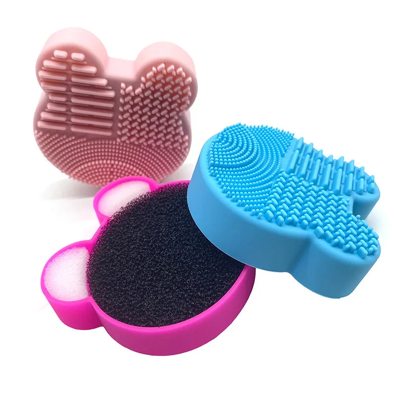 Bear Heart-Shaped Silicone Makeup Brush Cleaner Pad Tool