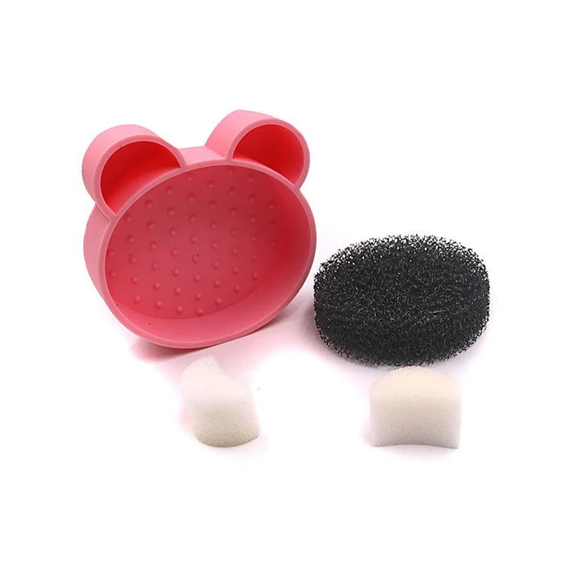 Bear Heart-Shaped Silicone Makeup Brush Cleaner Pad Tool
